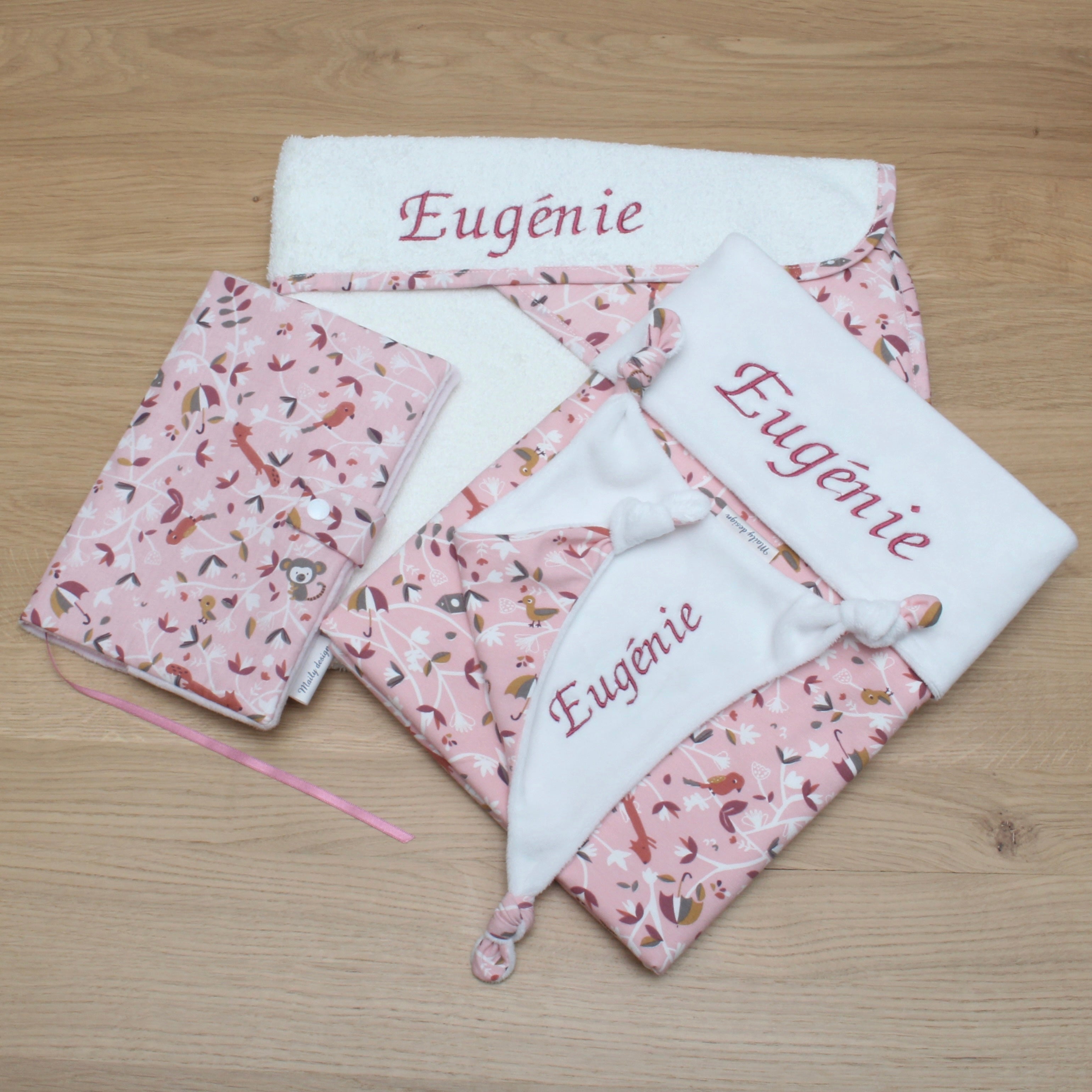 Pack naissance "Renard rose" CADEAU FAIT MAIN POUR BEBE