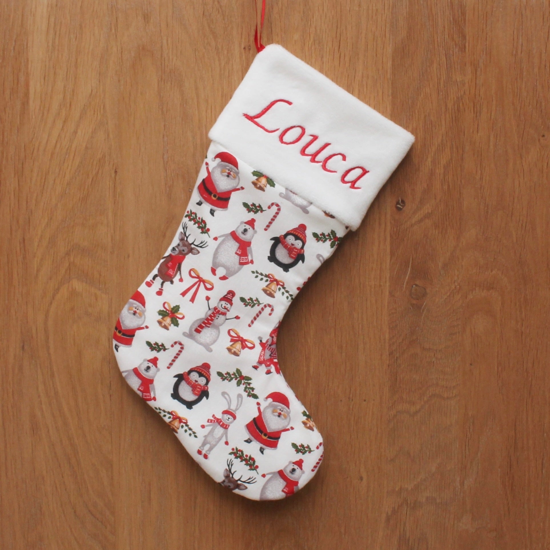 Botte de Noël "Personnalisée" avec une broderie - 30x18cm