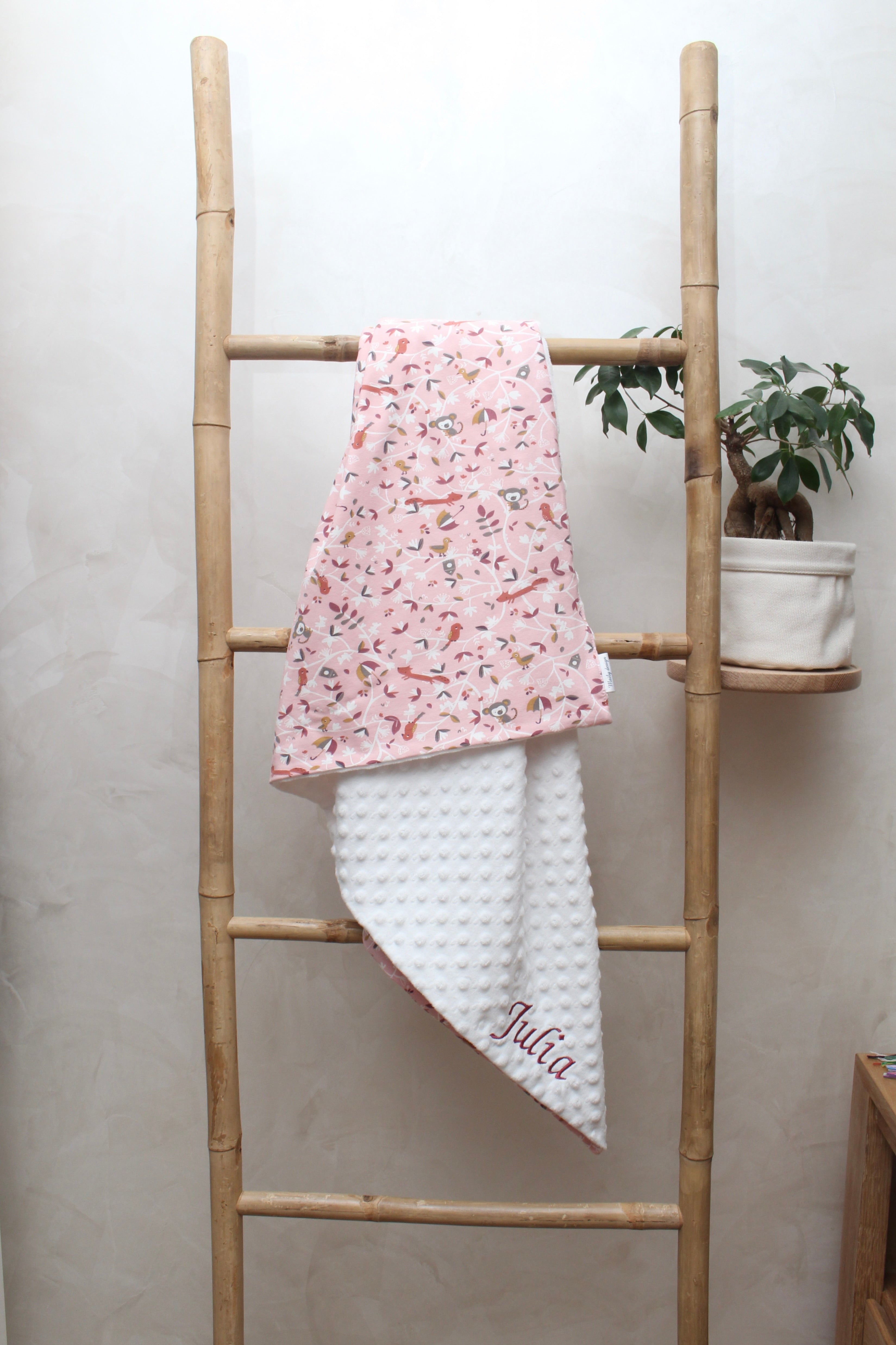 COUVERTURE BEBE PERSONALISEE - BRODERIE PRENOM ET MOTIFS AU CHOIX