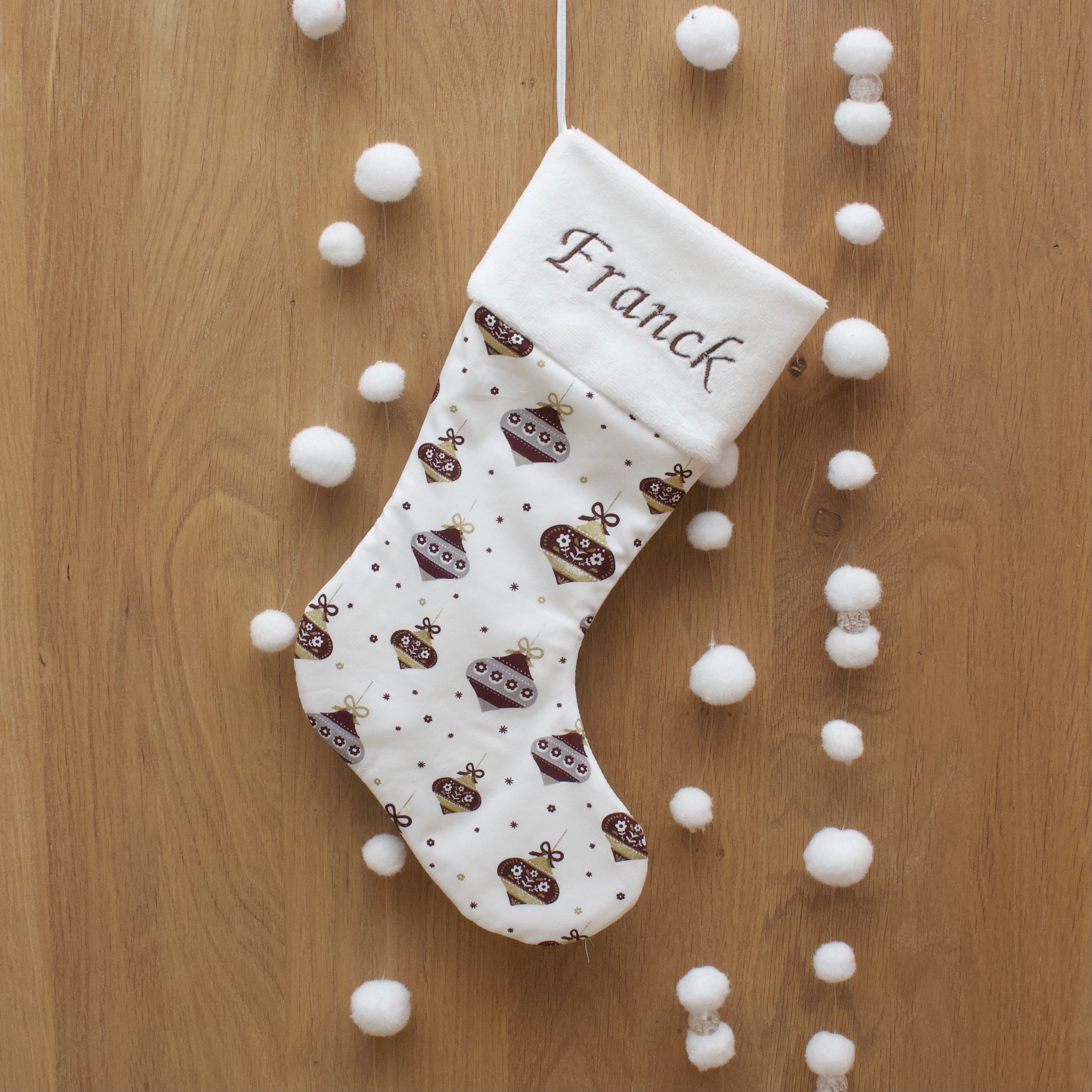Botte de Noël "Personnalisée" avec une broderie - 30x18cm