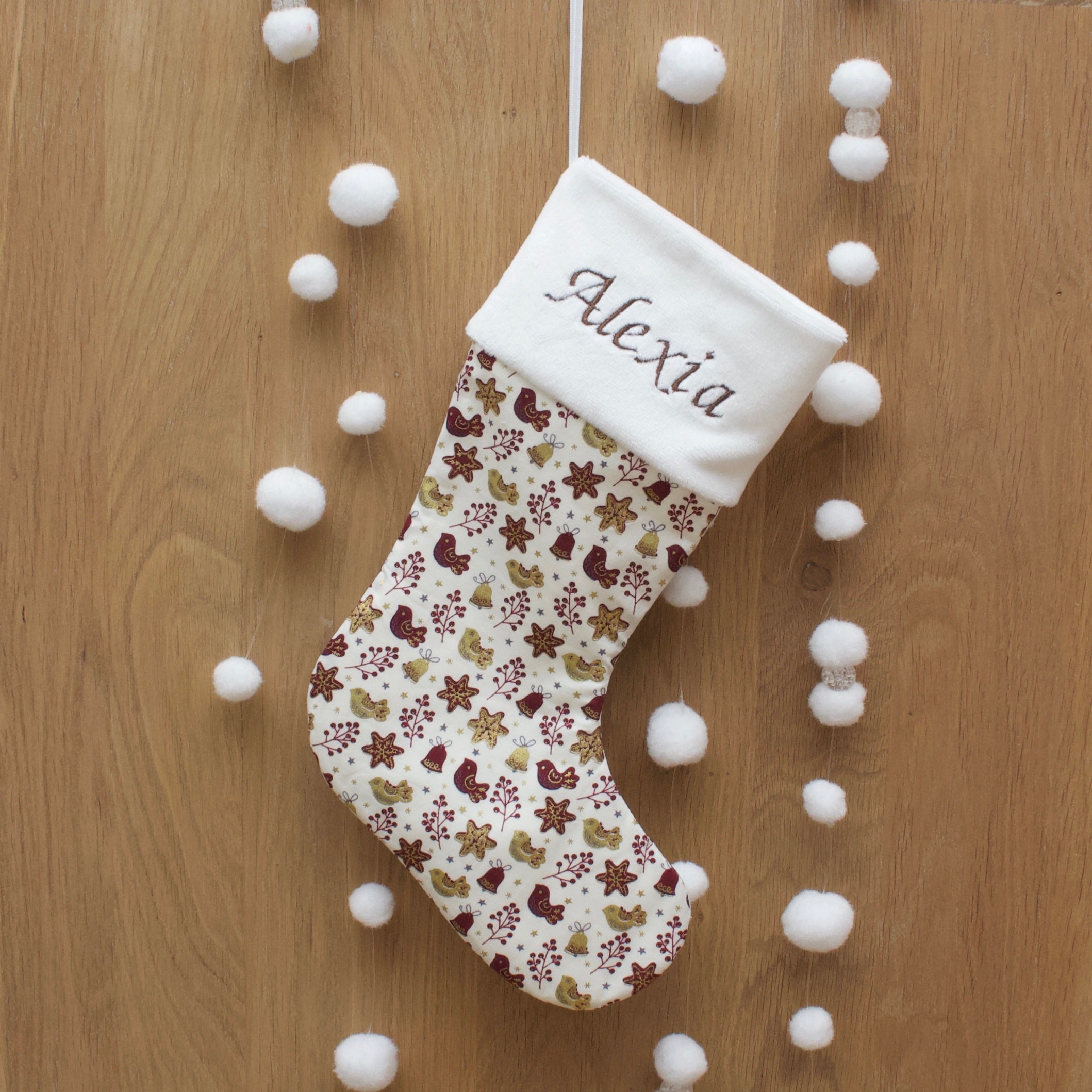 Botte de Noël "Personnalisée" avec une broderie - 30x18cm