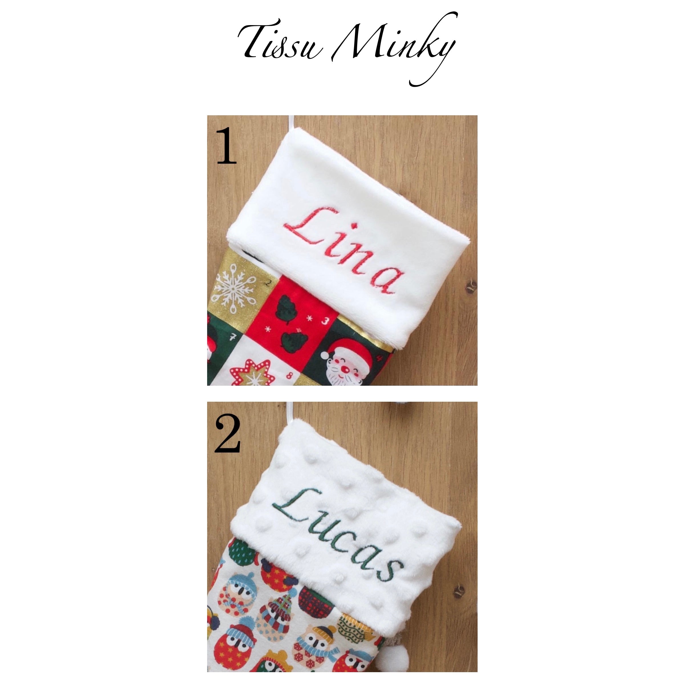 Botte de Noël "Personnalisée" avec une broderie - 30x18cm