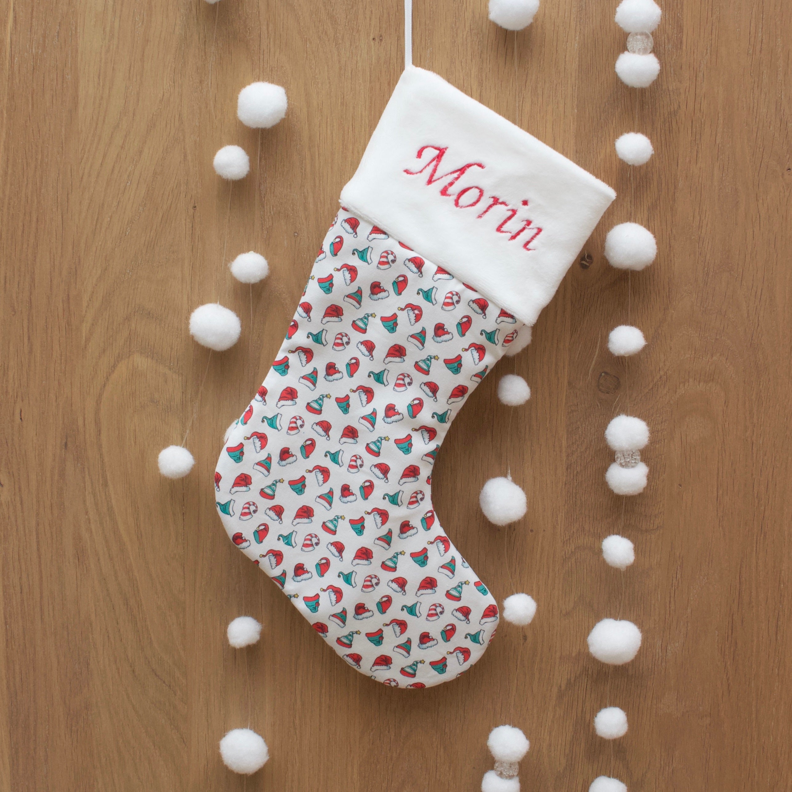 Botte de Noël "Personnalisée" avec une broderie - 30x18cm