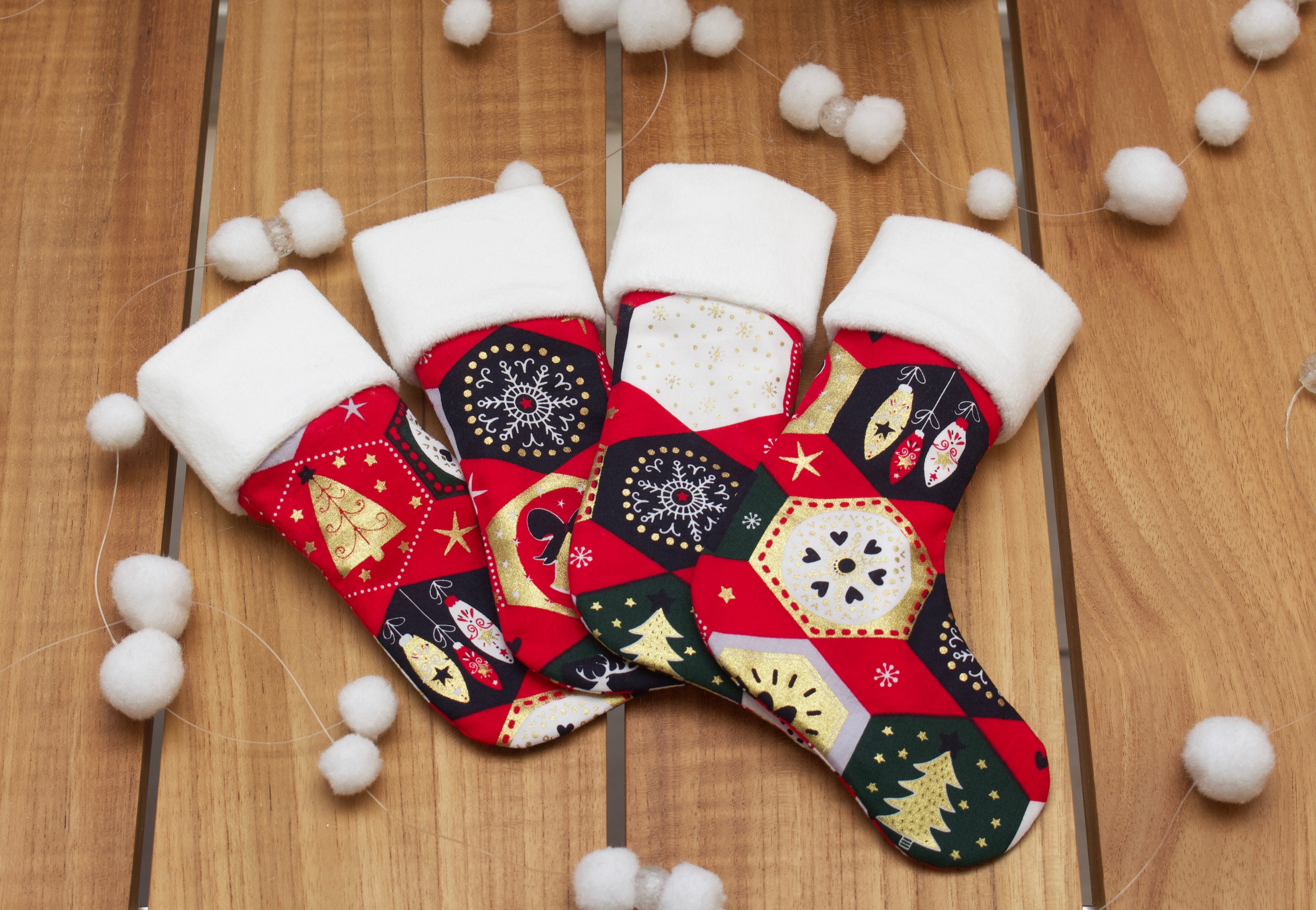 Petite botte de Noël Déco en tissu - 21x13cm