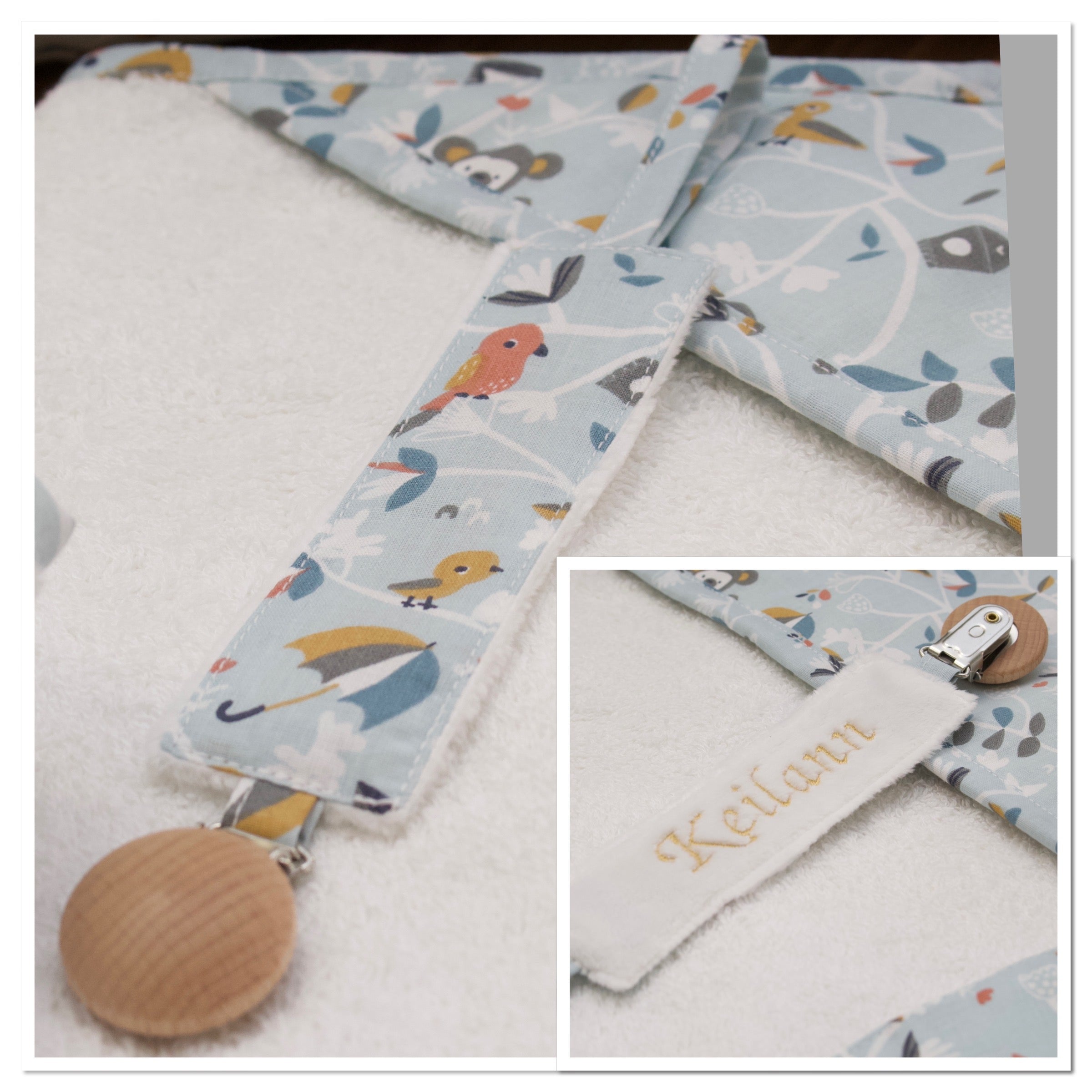 Attache sucette personnalisé en tissu, motifs au choix