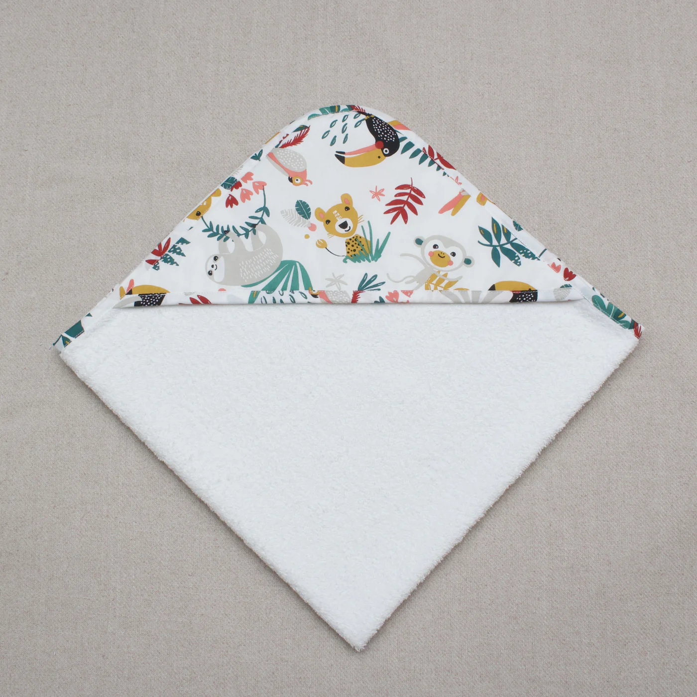 SORTIE DE BAIN BEBE COTON ET ÉPONGE BIO 0 A 1 AN - MOTIF AU CHOIX