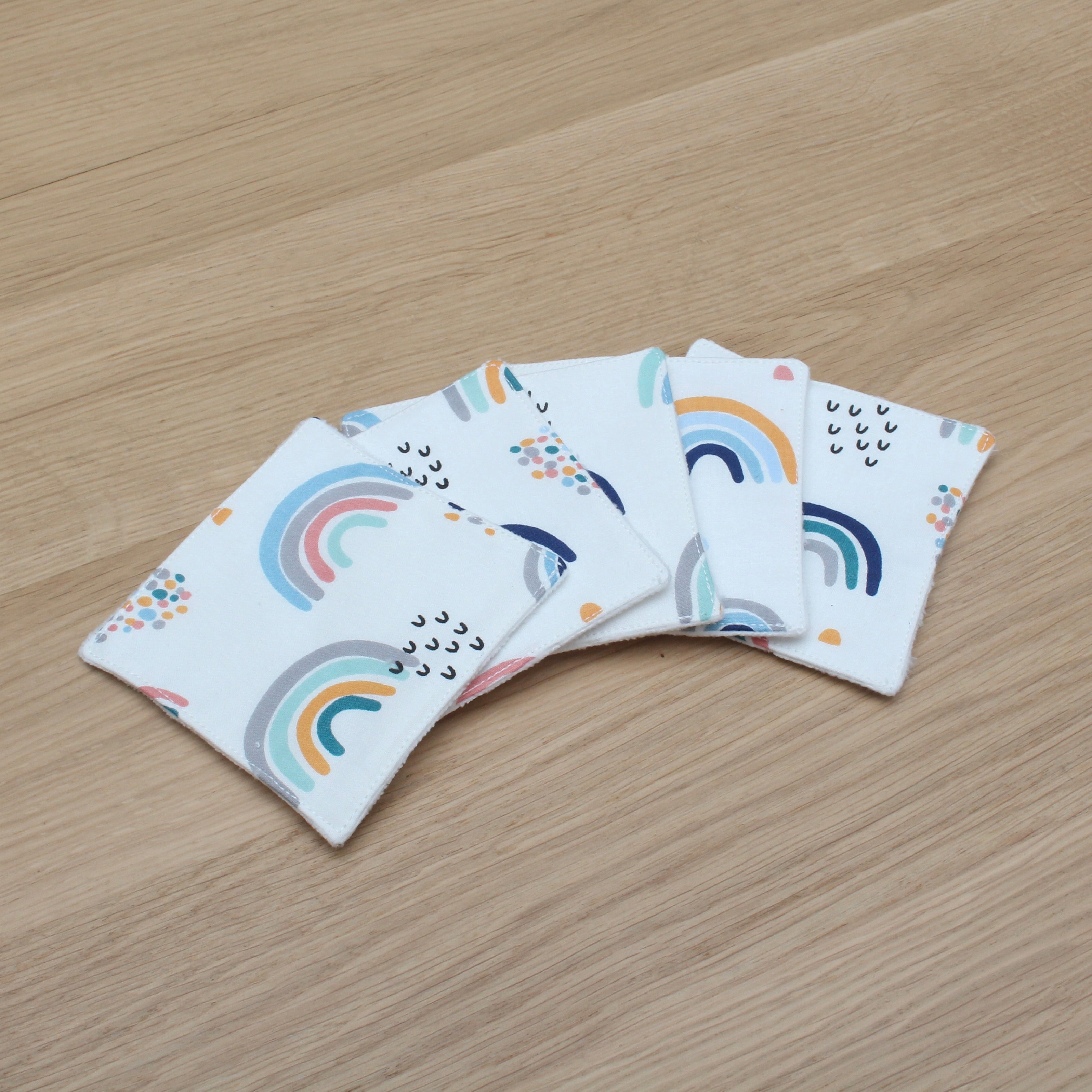 Lot de 5 cotons lavables pour bébé - Thème Arc en ciel