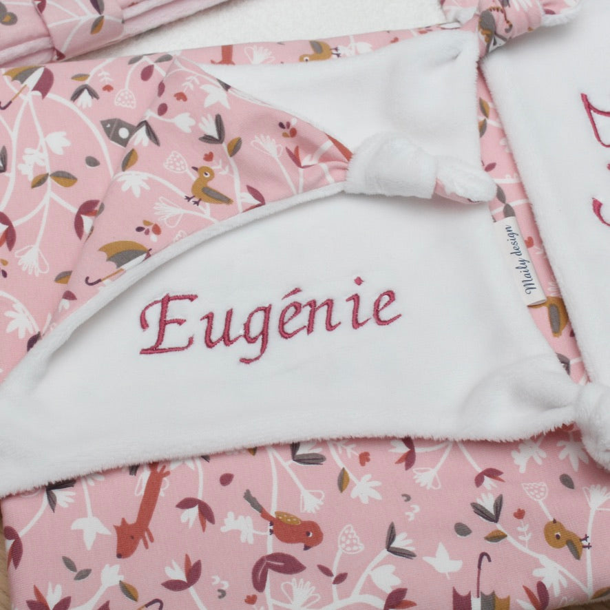 Pack naissance "Renard rose" CADEAU FAIT MAIN POUR BEBE