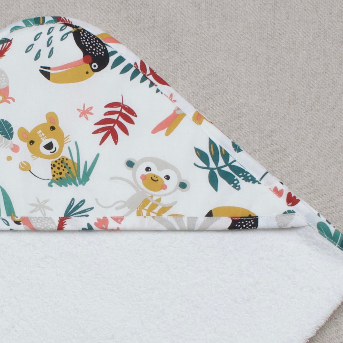 SORTIE DE BAIN BEBE COTON ET ÉPONGE BIO 1 AN ET +, MOTIF AU CHOIX