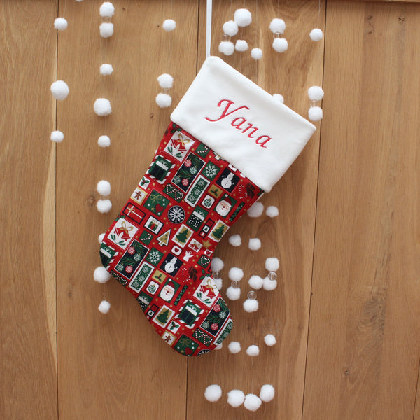 Botte de Noël "Personnalisée" avec une broderie.