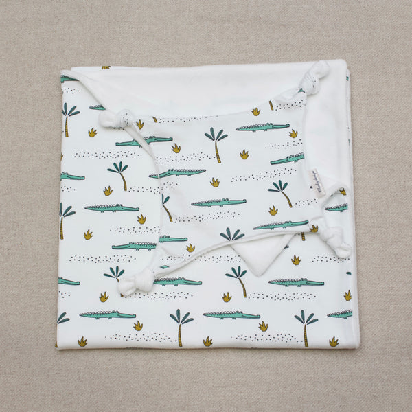 PACK NAISSANCE  CROCODILE - 1 COUVERTURE 75 X 75 CM ET 1 DOUDOU PLAT