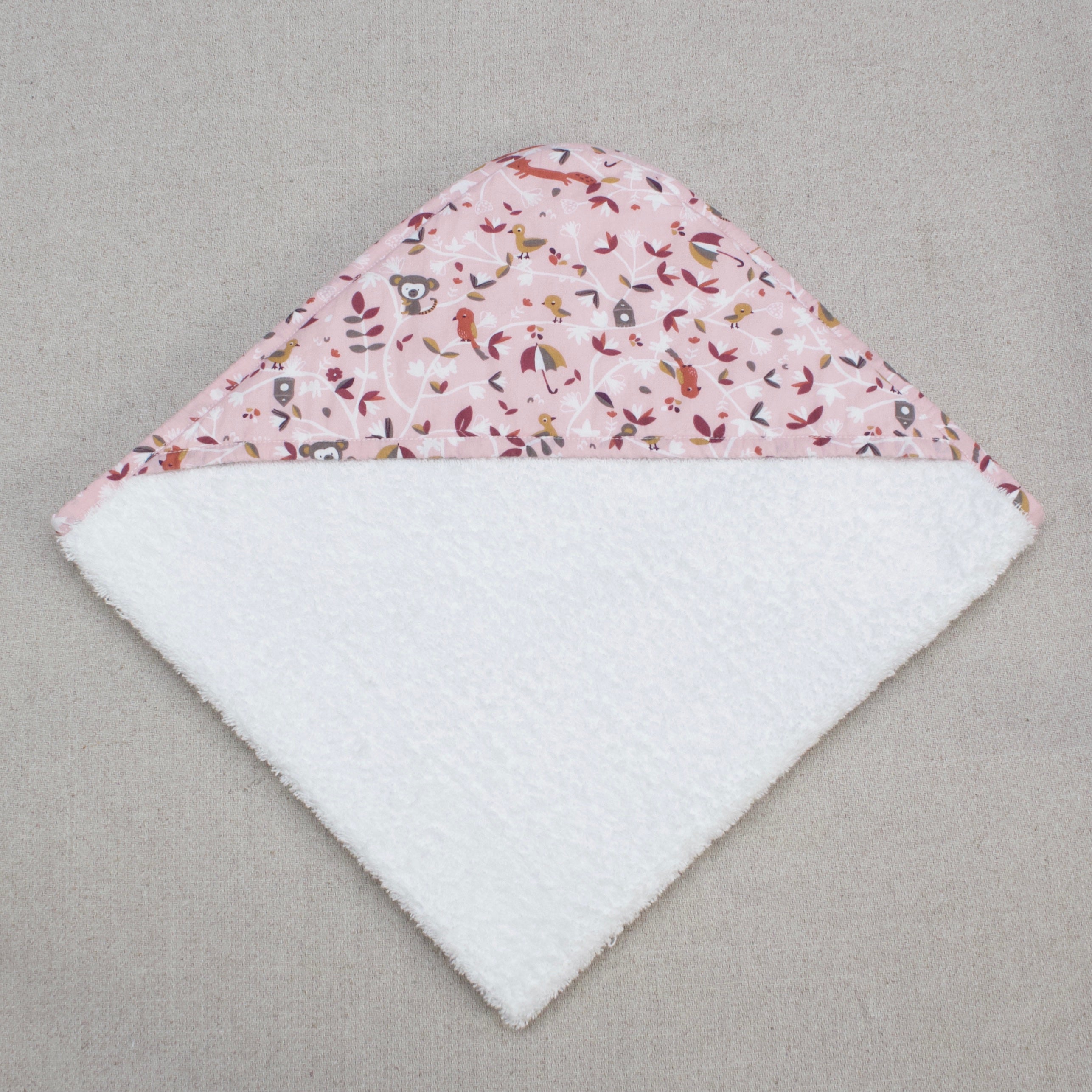 Sortie de bain naissance "Renard rose "