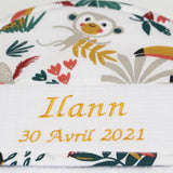 PACK NAISSANCE  TROPICAL 3 PIÈCES - CAPE DE BAIN, PROTÈGE CARNET DE SANTÉ, BAVOIR