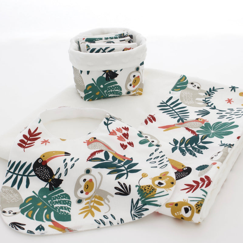Pack naissance  "Tropical, fond blanc"